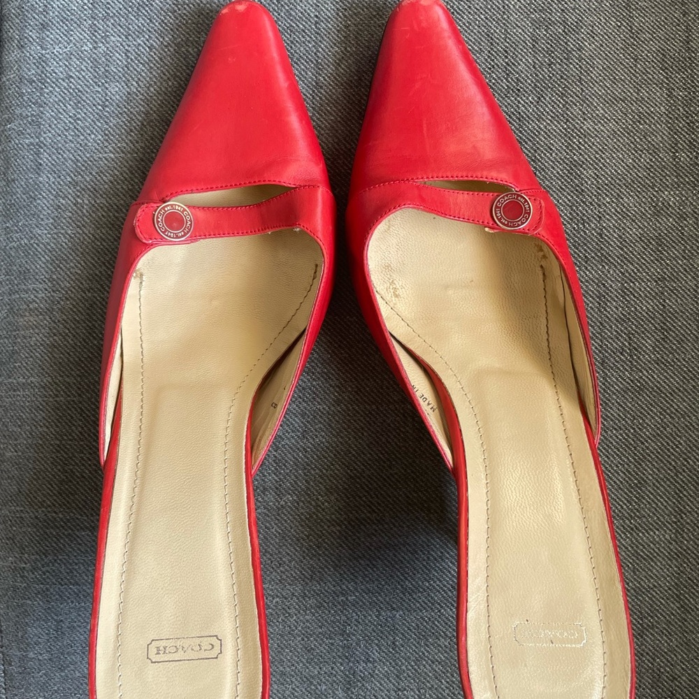 Coach Red Slip On Heels size 9